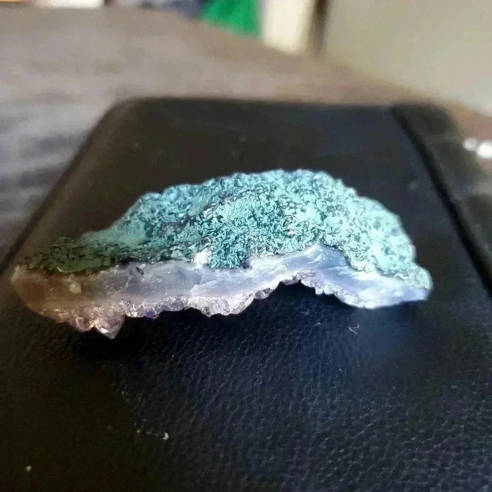 Amethyst crystal  with Algae